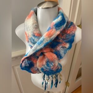 Handcrafted wet felted merino wool scarf/collar